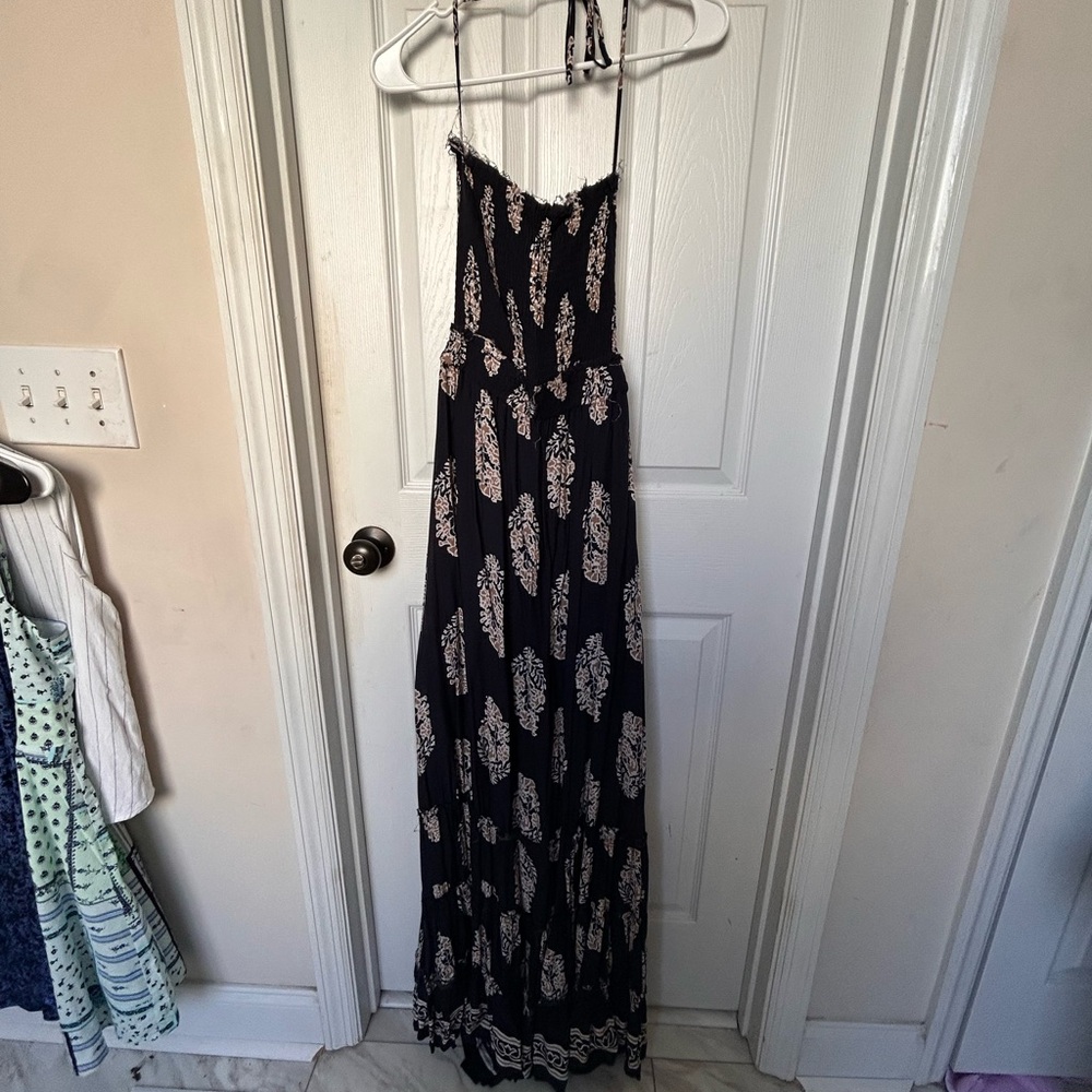 Whimsical Navy Blue Backless Dress